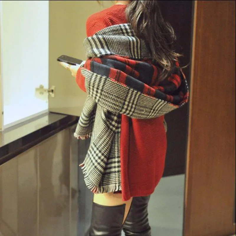 

Luxury Winter Cashmere Scarf Women's 2021 Design Warm Shawl Blanket wrapped tassel thick printed blanket Bufanda wholesale