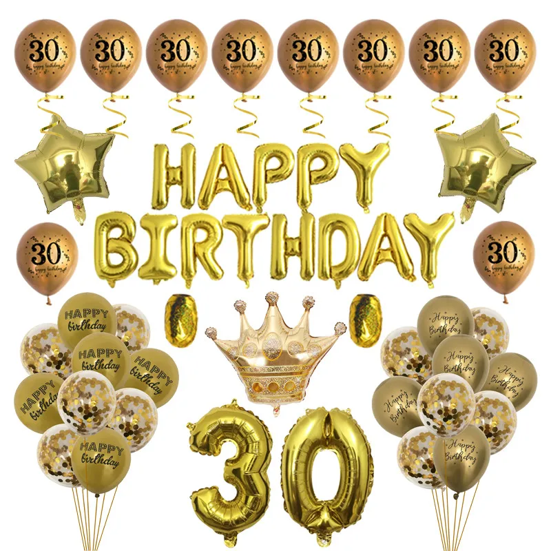

1Set Gold 30 40 50 60 Year Latex Confetti Balloons Happy Birthday Party Decor Man Woman 30th 40th 50th 60th Anniversary Supplies
