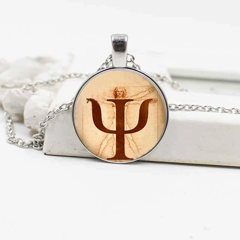 New Thermal Psychology PSI Symbol Crystal Glass Pendant Necklace for Men and Women Gifts