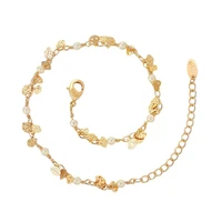 24k gold bracelet plating bracelet filled gold simple leaf pearl chain bracelet jewelry gift