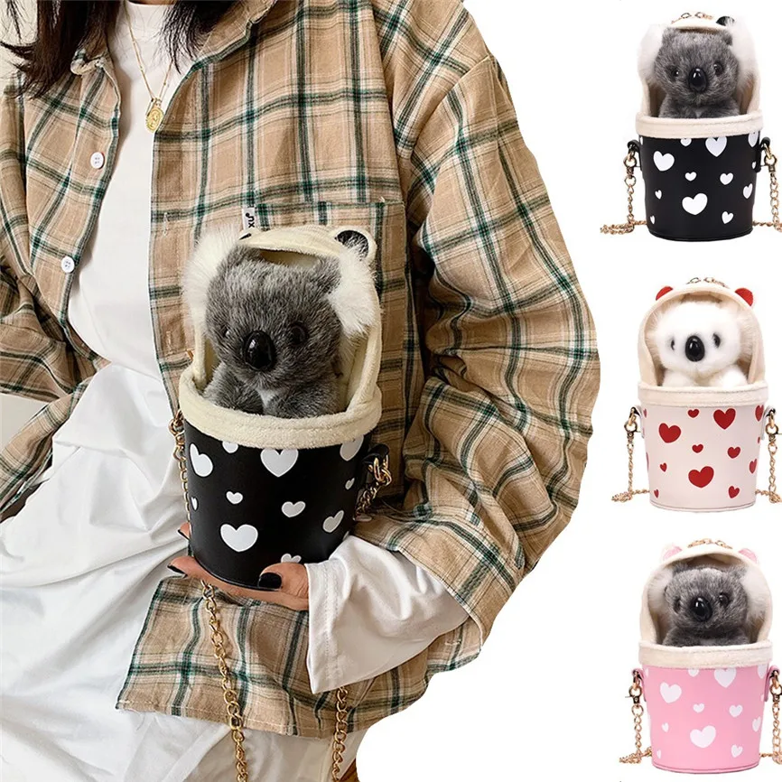 Модная женская плюшевая сумка с цепочкой Koala Женская медвежонком через плечо