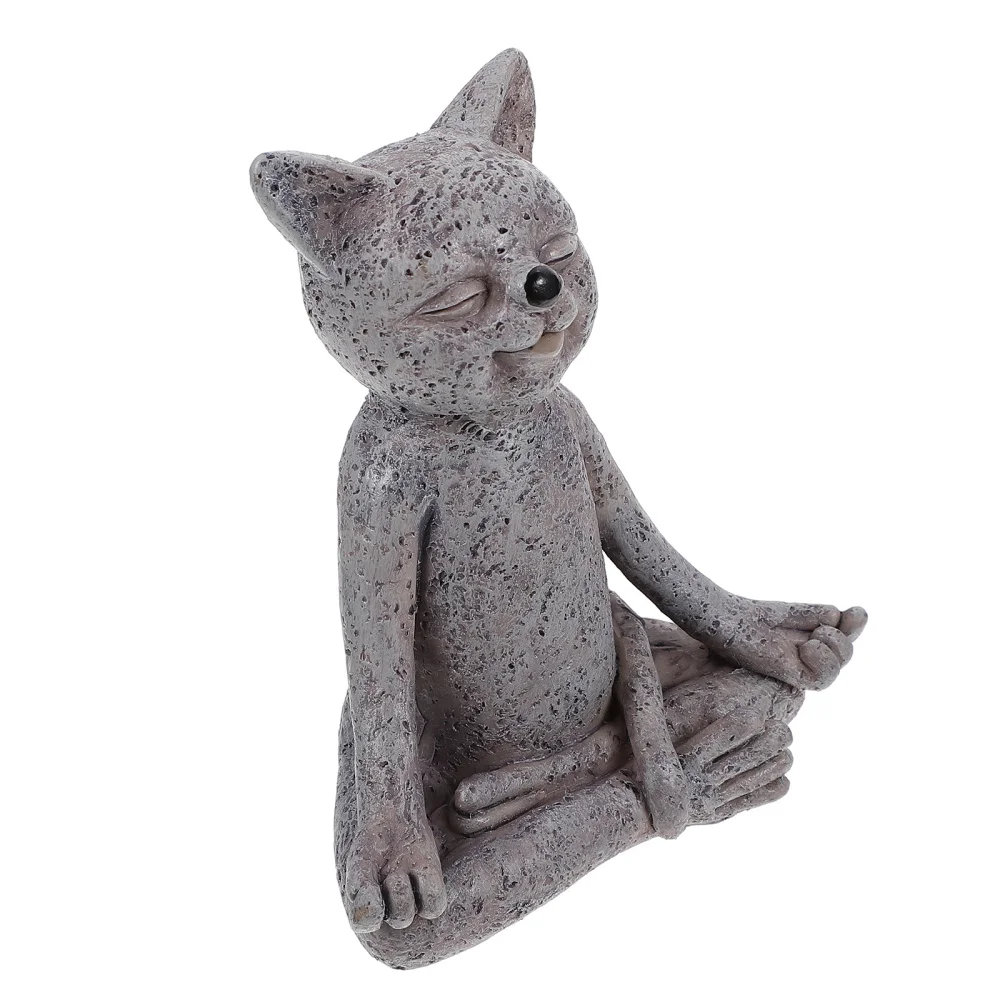 

1pc Decorative Meditation Cat Craft Decor Home Adornment Resin Craft Decor