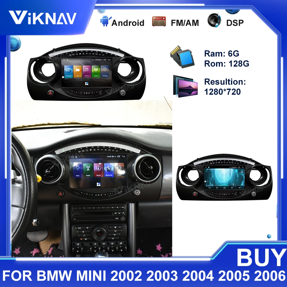 

Android Car Radio For BMW MINI 2002 2003 2004-2006 GPS Navigation Car Multimedia Player 2Din Carplay Auto Stereo Audio Receiver