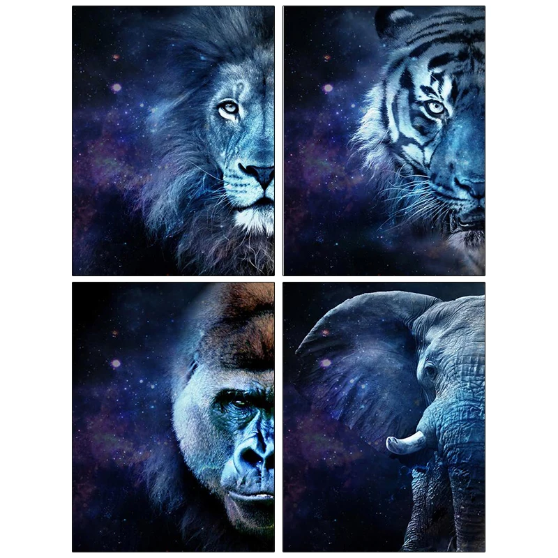 Алмазная картина Стразы 5D с волком львом тигром полным покрытием алмазная