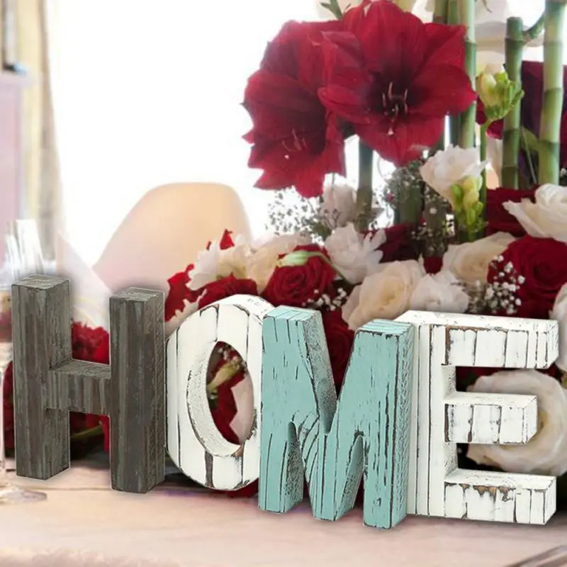 

Rustic Wood HOME LOVE Wooden Letters White Alphabet Wedding Birthday Party Home Decorations Personalised Name Design Rustic Wood