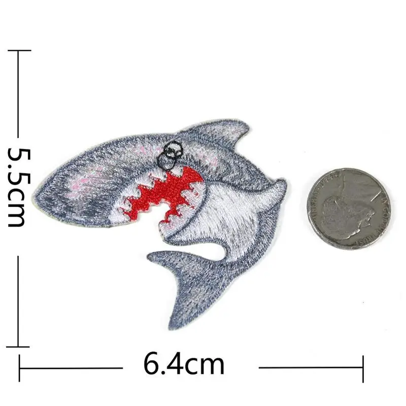 2PCS/lot Cartoon Fierce Shark Patch DIY Animals Patches Embroidery Applique Iron on Transfers for Clothing Stickers Wholesale | Дом и сад