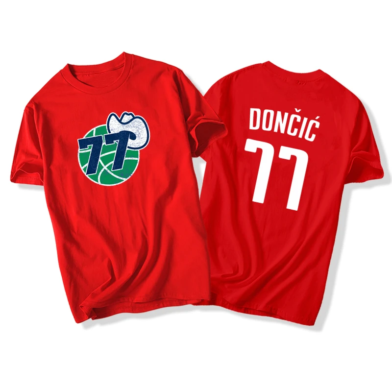 Лука Doncic баскетбольная футболка из хлопчатобумажной ткани раздел футболки NO.77