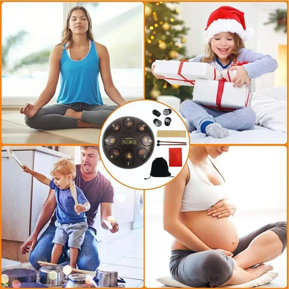 

6-дюймовый 8-тоновый ВОЛШЕБНЫЙ БАРАБАН, ударный подарок, стальной барабан с языком для друзей, может гравировать логотип M6g5