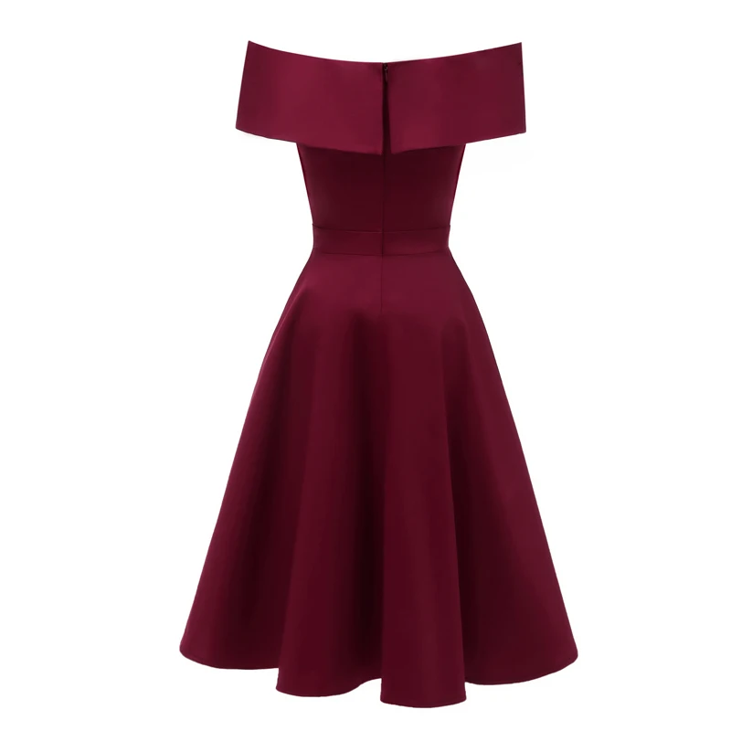 Suzhan женское винтажное платье 2019 летние платья с вырезом лодочкой и коротким