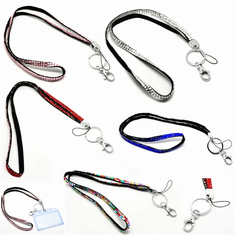 Блестящий ремешок на шею со стразами для ID бейджей брелок 100 шт./лот оптовая