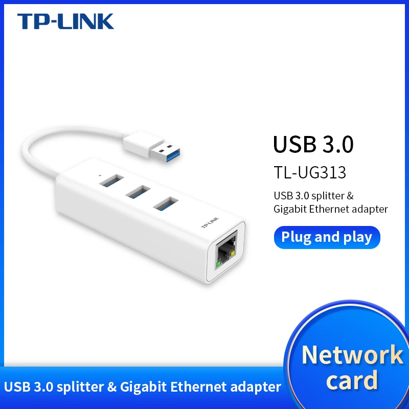 TP LINK TL UG313 Внешний USB 3 0 проводной сетевой интернет адаптер 10/100/1000M Ethernet RJ45 Lan для