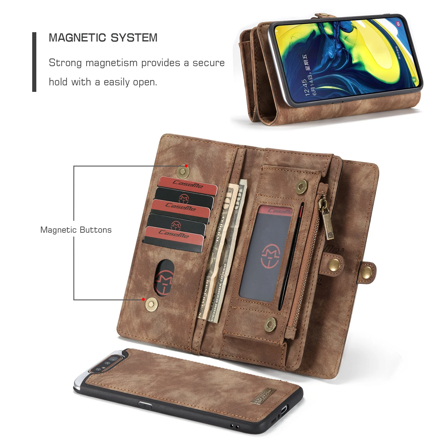

Retro Wallet Case For Samsung Galaxy A20 A30 A40 Genuine Leather Flip Cover For Samsung Galaxy A50 A70 A80 Case 2 in 1 Cover