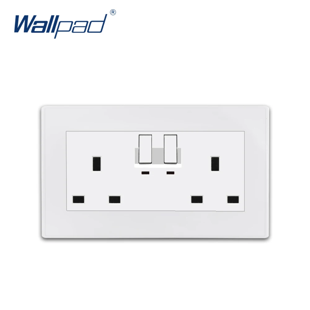 Переключаемый двойной разъем UK 13A с светодиодный индикатором Wallpad Роскошный