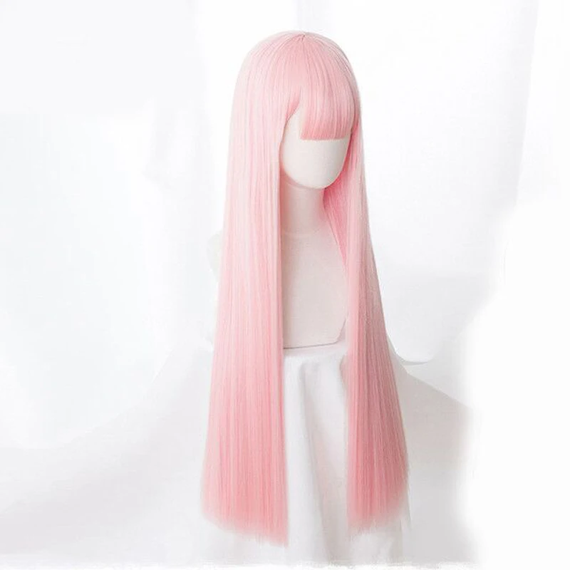 Длинный розовый прямой парик для косплея аниме дорогой в FRANXX 02 ZERO TWO термостойкие