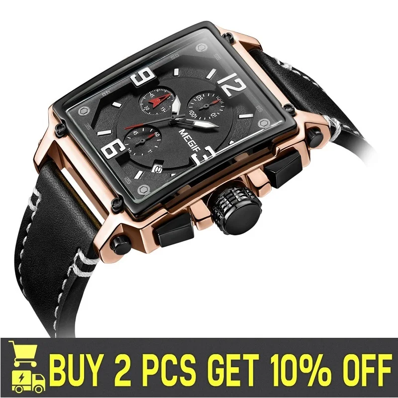 Часы MEGIR Мужские кварцевые с хронографом оригинальные креативные брендовые