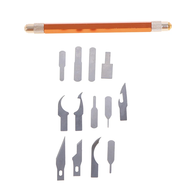 

1set Non-slip Steel Craft Artwork Sculpture Knife with Handle Carving Stencil DIY Hobby Sculpture Cutter Engraving Repair Knife