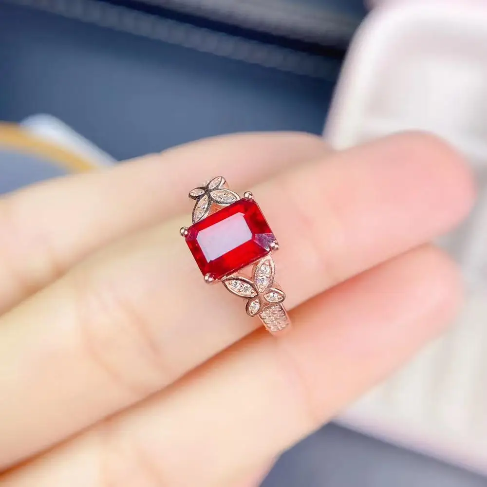 

Elegant Natural and Real Ruby Ring 925 Sterling Silver Finger Ring For Woman Wedding Party Female Ring Gift Wholesale