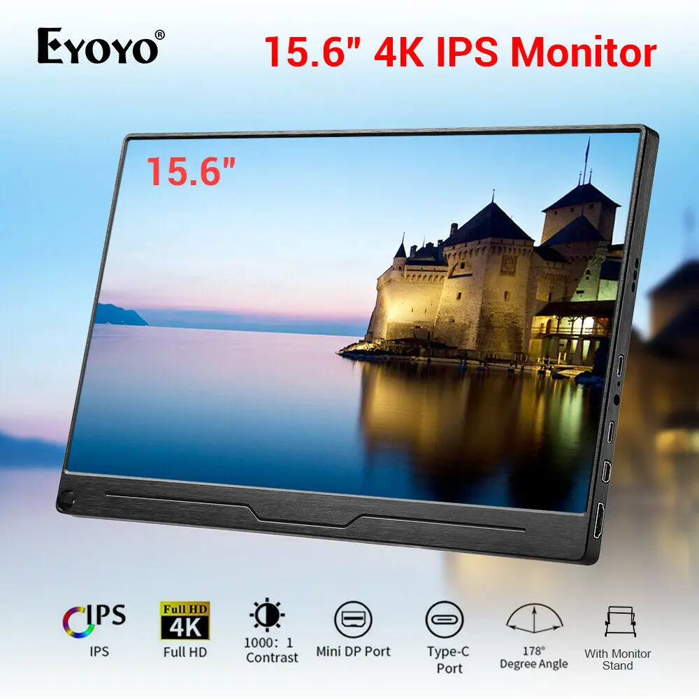 Eyoyo 15 6 дюймов 4K монитор HDR 3840X2160 ips HDMI тип c экран Портативный Видео игровой PS4 Raspberry