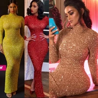 sexy prom evening dresses 2022 woman party night mermaid long dress plus size gold arabic muslim dress gown
