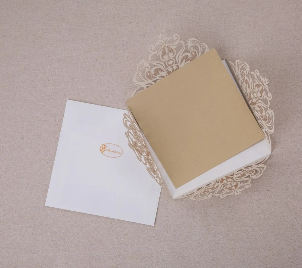 1 шт. Wishmade золотые цвета слоновой кости лазерная резка свадебные приглашения