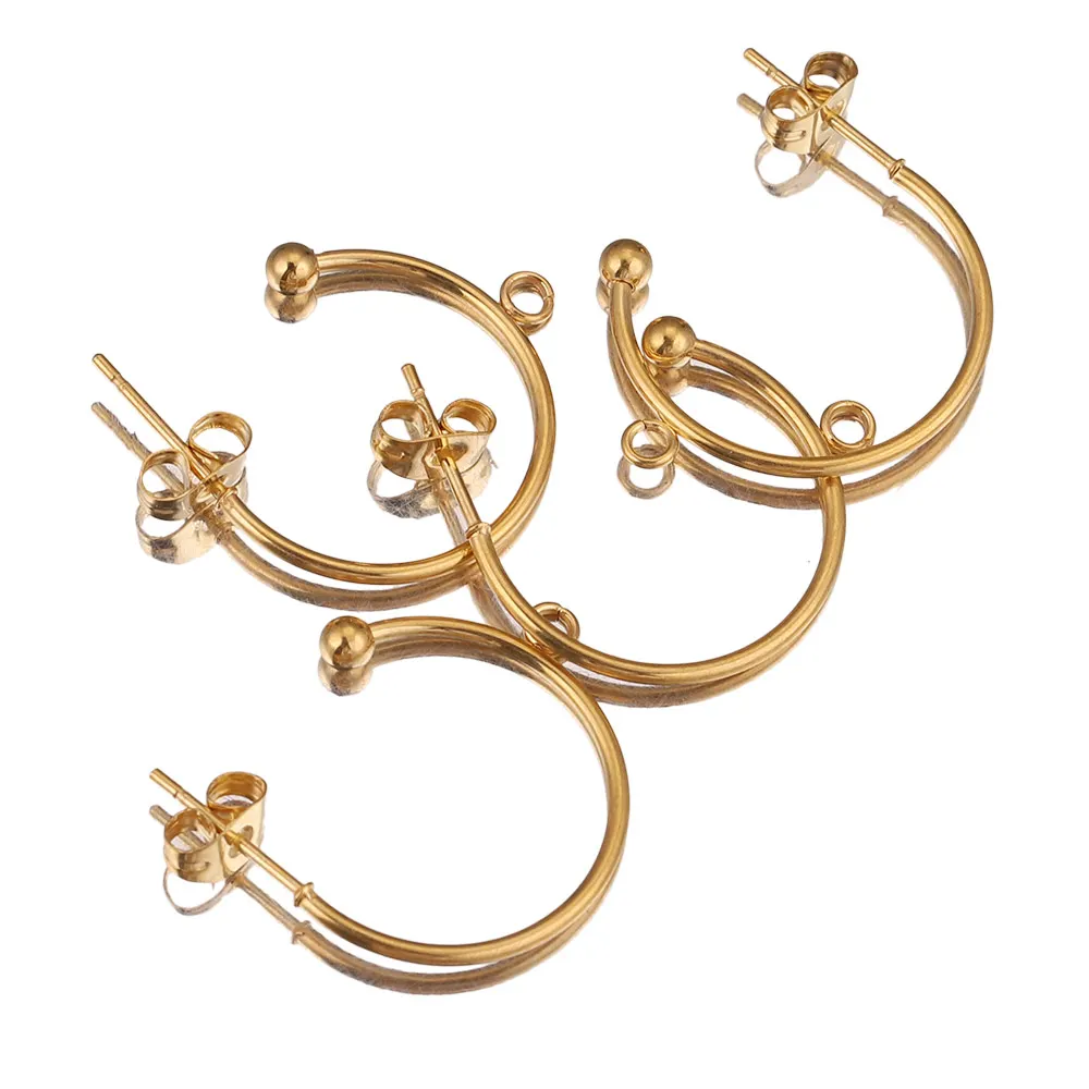 

Позолоченные серьги-гвоздики с петлей размером 15/20/25 мм, 10 шт.