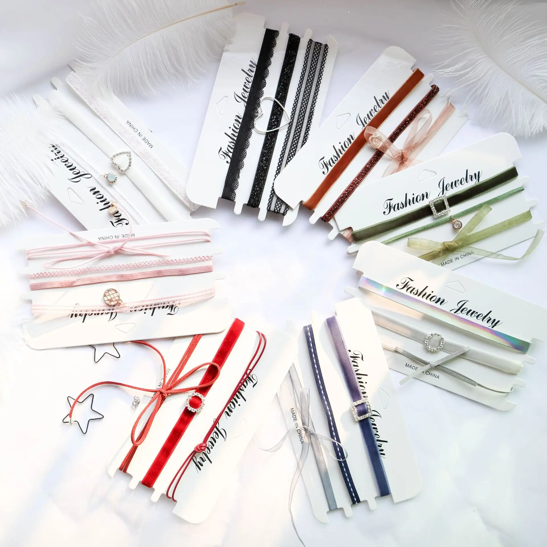 Vlog интернет знаменитости бант кулон короткий Чокер ожерелья Набор для женщин