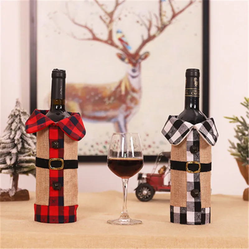 

2022 New Year Gift Christmas Wine Bottle Cover Santa Xmas Noel Christmas Decorations for Home Natal Navidad 2021 Dinner Decor