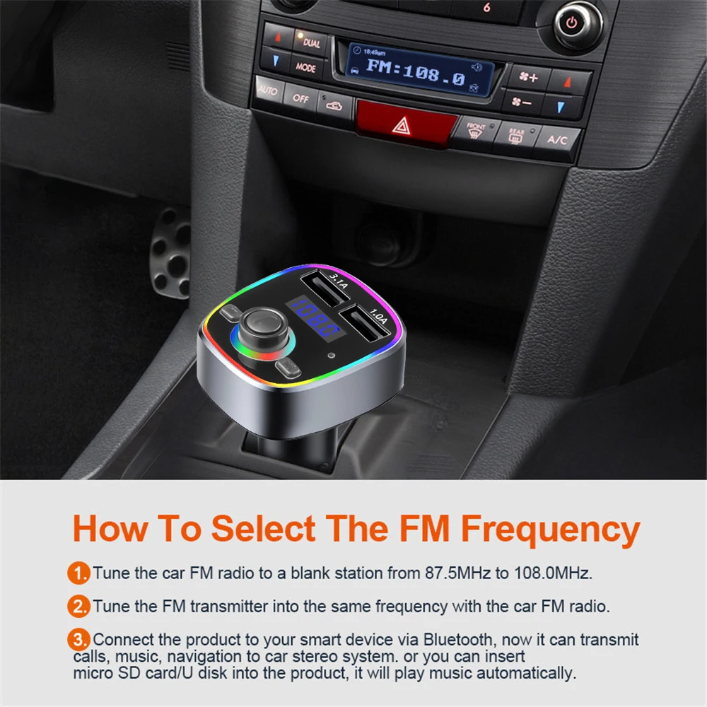 FM-трансмиттер автомобильный беспроводной с Bluetooth 5 0 и двумя USB-портами - купить по