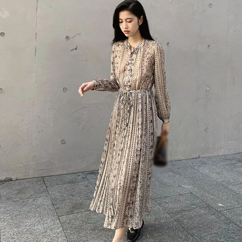 

Women's Dress Retro Irregular Plus Size Chiffon Dress Female Spring And Autumn Mid-length Vestidos