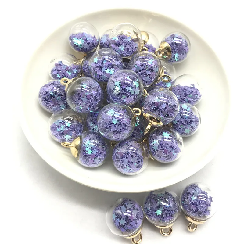 5/10pcs 16mm Colorful Transparent Glass Ball Star Charms Pendant Finding For Jewelry Making Hair Accessories Earring #012 | Украшения и