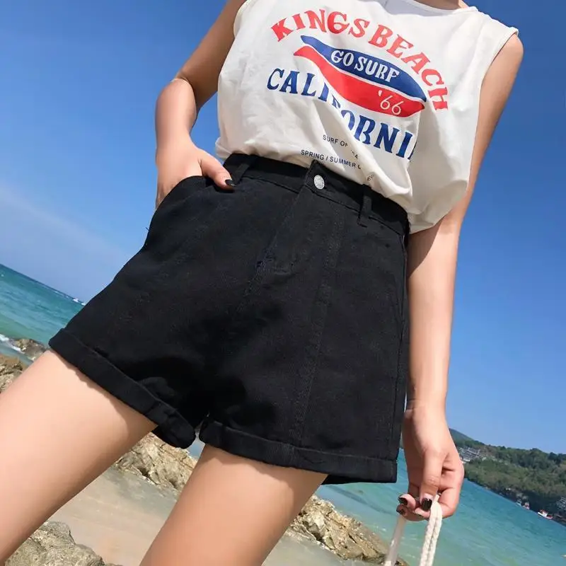 

Shorts Womens Summer Denim Plus Size 5XL High Waist Tassel Hole Fur-line Vintage Sexy Chic Leg Opening All-match Single Breasted