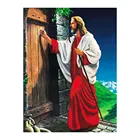 Иисус-пастырь стучится на дверь Алмазная картина круглая полная дрель религиозная фигура DIY мозаика вышивка 5D вышитые крестом подарки