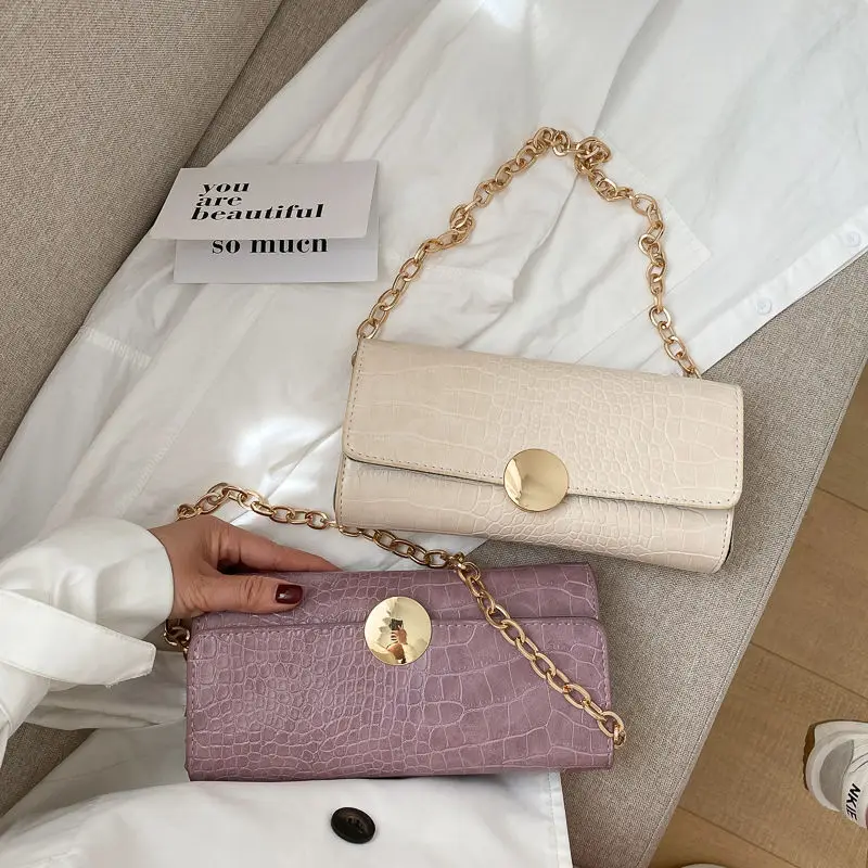 

Baguette Bag Female 2021 Summer Fashion All-match Crocodile Pattern Stick Bag French Non-Mainstream Shoulder Bag Underarm Bag