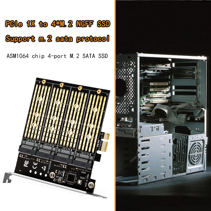 2022 Чиа Майнинг PCIE к M2 адаптер PCI Express X1 3 0 4 порта B Ключ M.2 NGFF SATA SSD PCI-E Расширительная