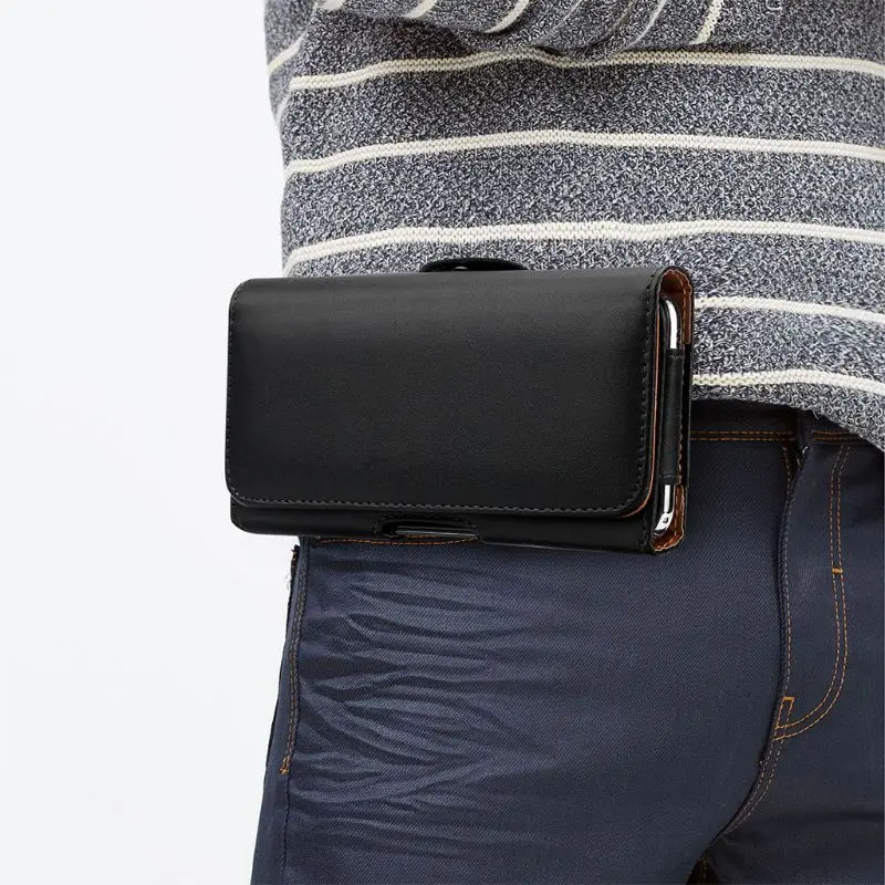 

PU Leather Horizontal Waist Belt Clip Pouch Phone Bag for Men