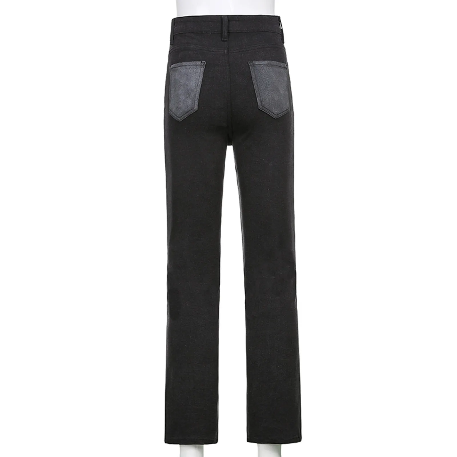 

Contrast Color Distressed Jeans Pants Women Harajuku Chic Streetwear Outfits High Waist Straight Denim Pants Streetwear New