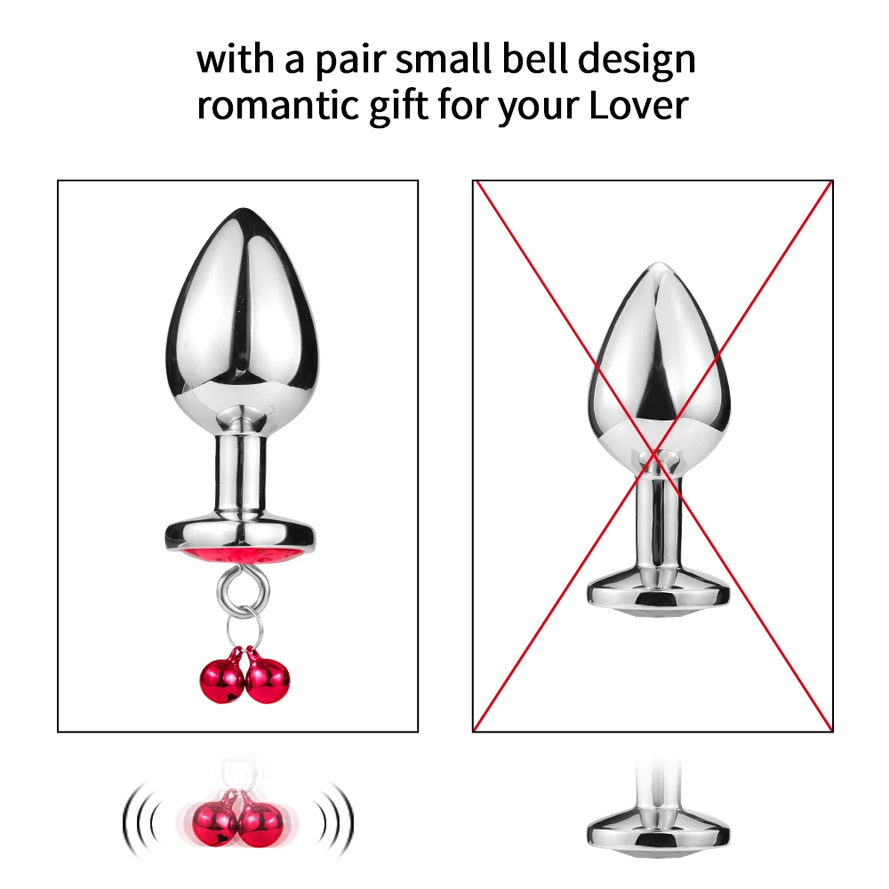Sex Toys Metal Anal Plug Smooth Touch Butt BDSM Bead Anus Dilator With Bells Diamond for Men/Women/Couples/Gay Flirt | Красота и