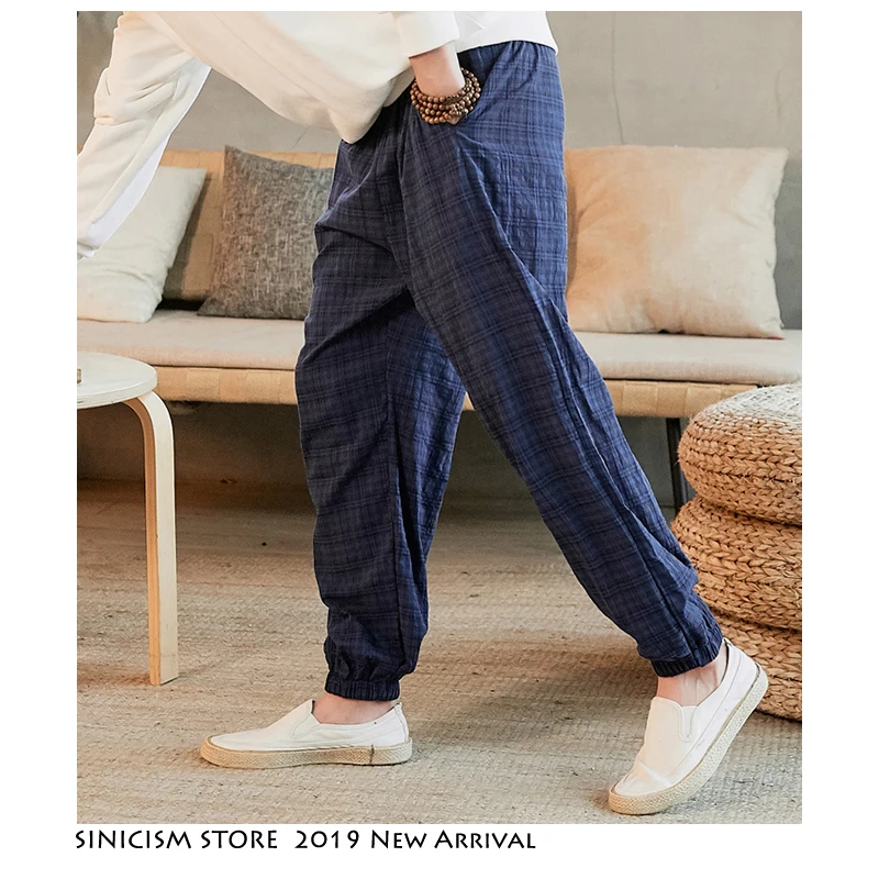 Мужские свободные шаровары Sinicism Store Новинка осени 2020 мужские хлопковые и льняные