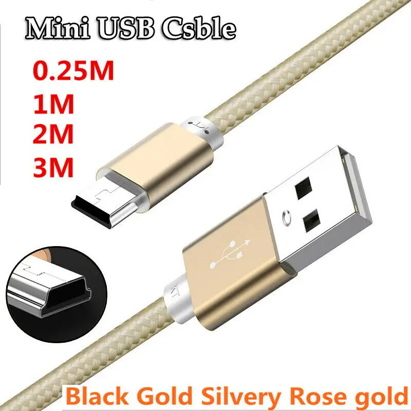 

UGI 0.25m/1m/2m Mini USB (5 Pin) Fast Charging Data Cable for Garmin MP3 MP4 Player Car DVR Camera HDD MINI B Data Charger Cable