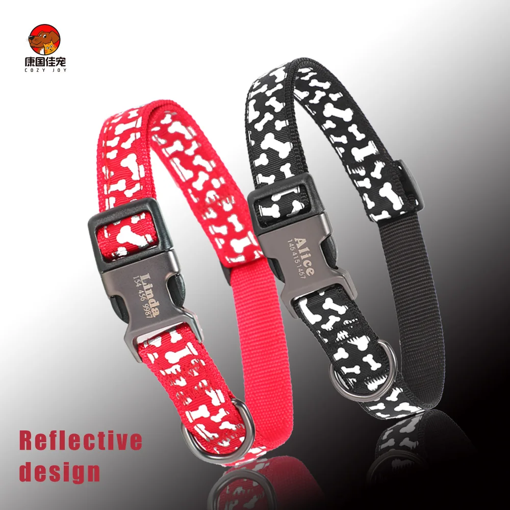 Pet dog collar personalized custom brand small Pug medium French Bulldog large luminous supplies |