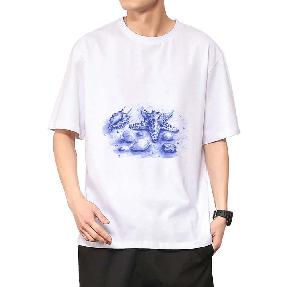 

Fashion Clothing Human T Shirt Solid Cotton Fisherman Ocean Animals Vogue Summer Style Man Tshirt Clothing For Teens Fat Plus S