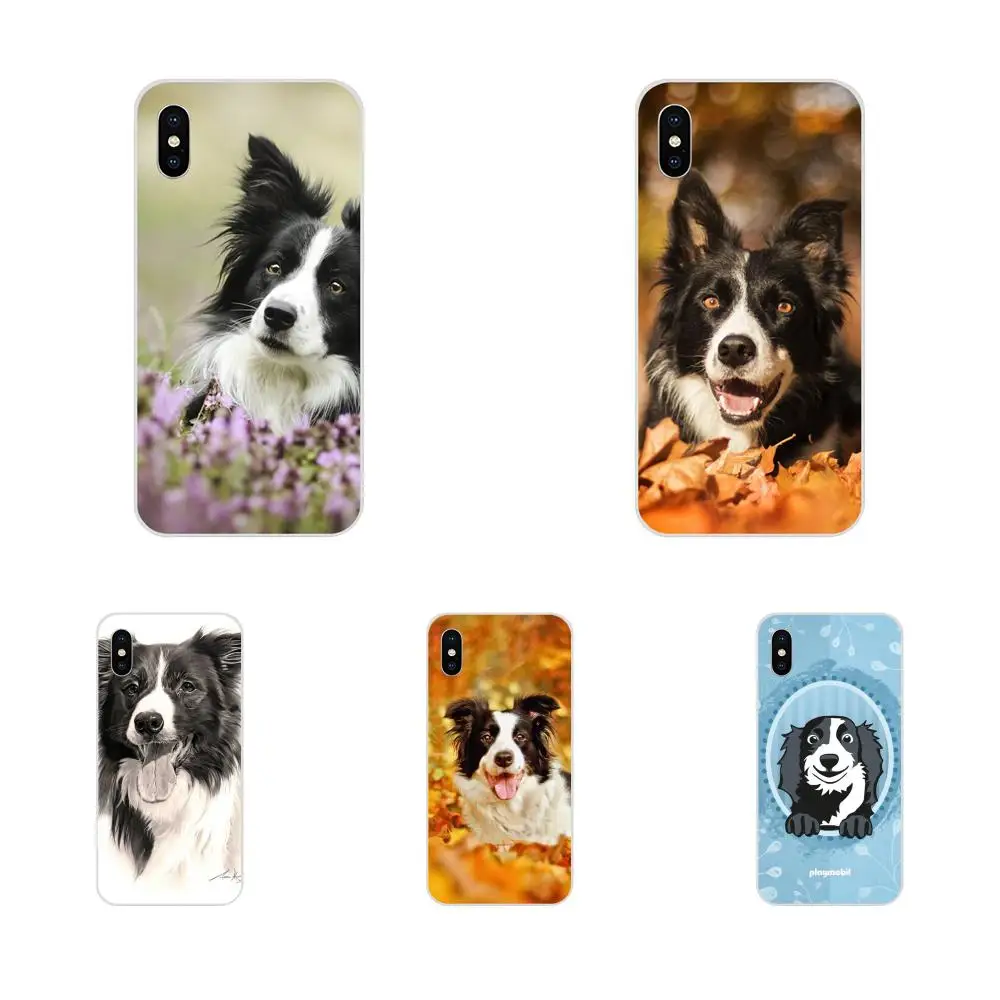 Мягкий ТПУ Гибридный черно белая рамка щенок собачки колли для Xiaomi Redmi Mi 4 7A 9T K20 CC9