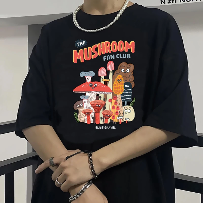 Милые футболки с грибами женские повседневные летние топы круглым вырезом