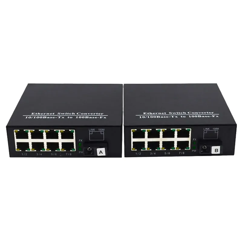 1 пара оптоволоконный медиа-конвертер 100 м 25 км одноволоконный интерфейс SC 8