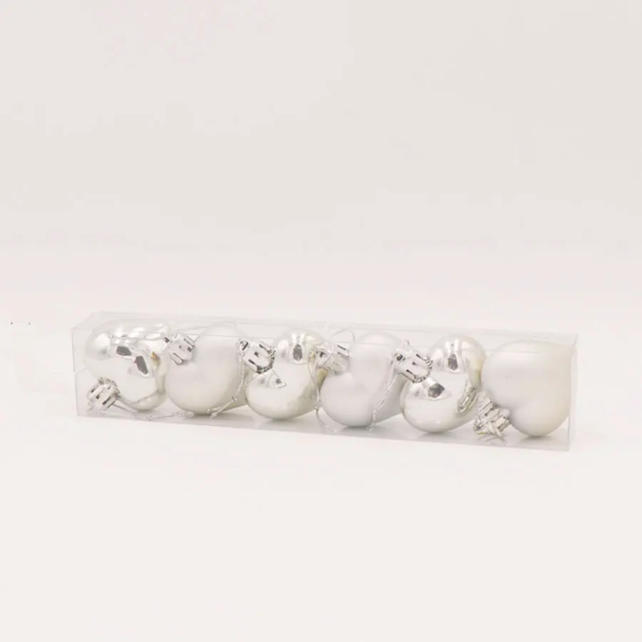 Silver Heart Natal 6 шт./упак. сердце рождественские подвесные шары Рождественская елка украшения для рождественской вечеринки рождественские украшения для дома - Цвет: Silver Heart