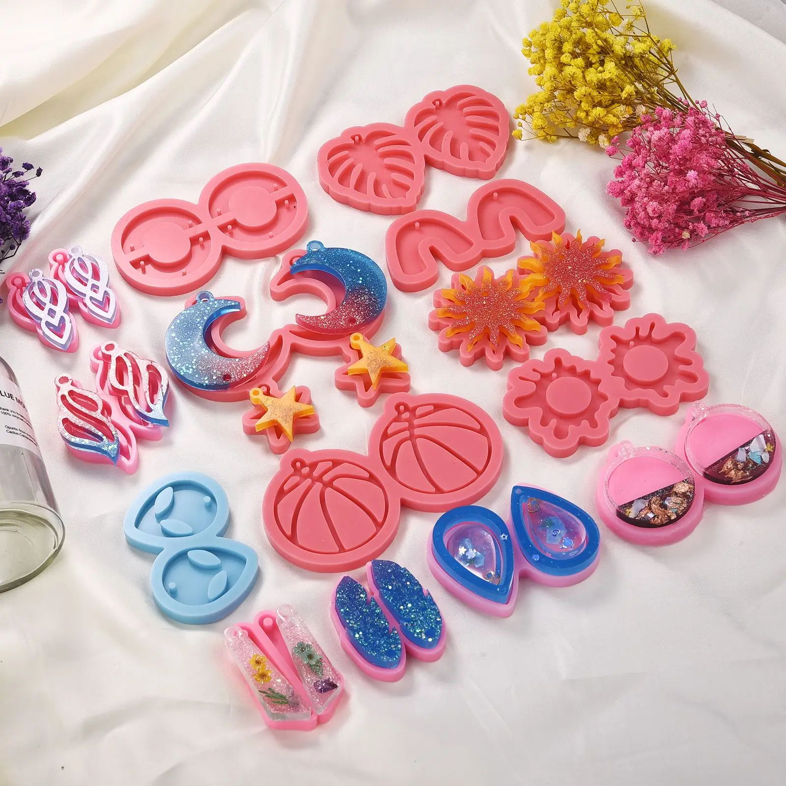 Серьги-подвески висячие серьги силиконовая форма Ловец снов крылья пара кошек