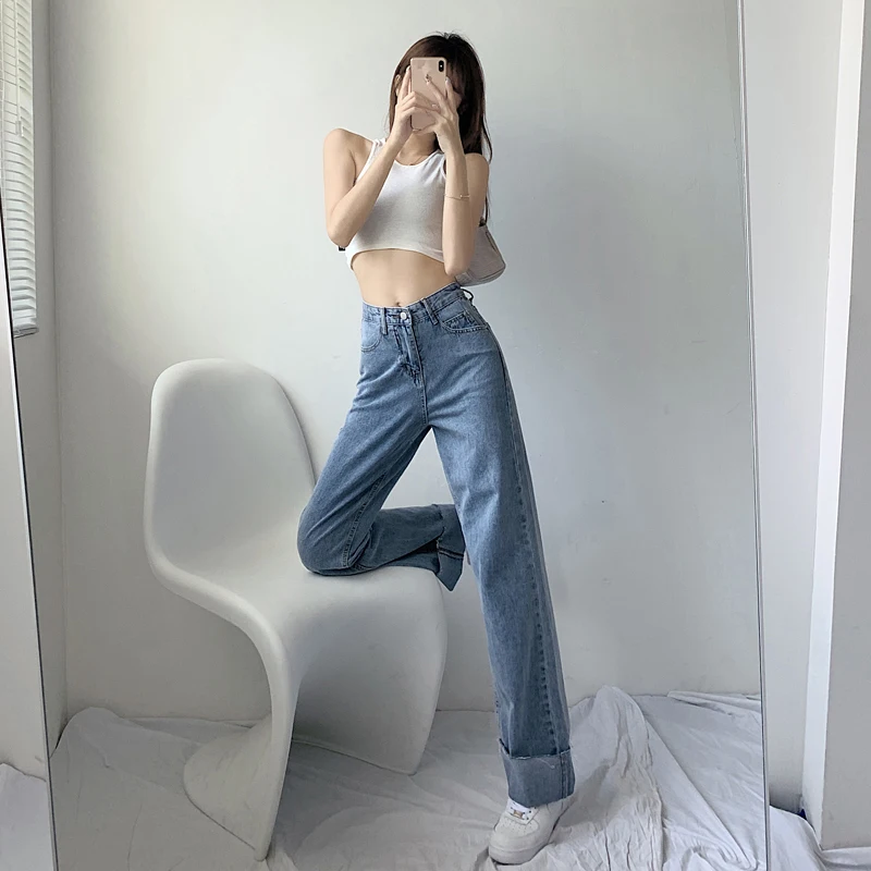 

Новинка 2021, свободные прямые джинсы Midsummer с высокой талией, женские брюки с драпировкой