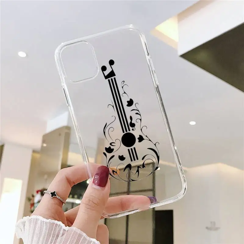 

music violin art design pattern Phone Case Transparent soft For iphone 5 5s 5c se 6 6s 7 8 11 12 plus mini x xs xr pro max