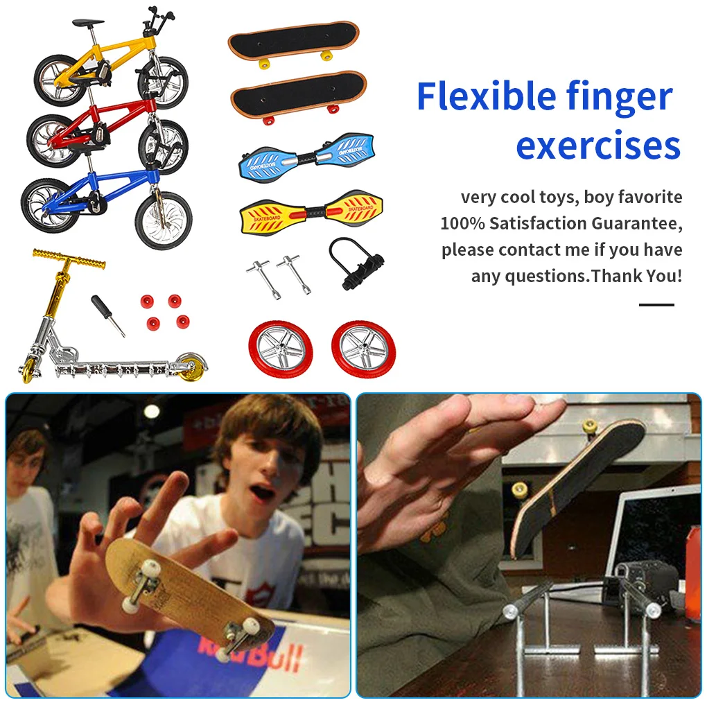 1Set Mini Scooter Toy Kit Two Wheel Children's Educational Toys Finger Bike Fingerboard Skateboard Color Random | Игрушки и хобби