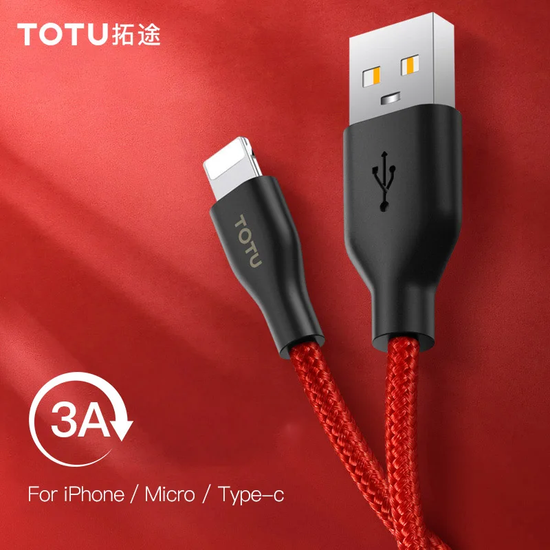 Кабель для передачи данных TOTU нейлоновый кабель iphone 11 Pro Max XS MAX XR X 8 7 зарядки iPad